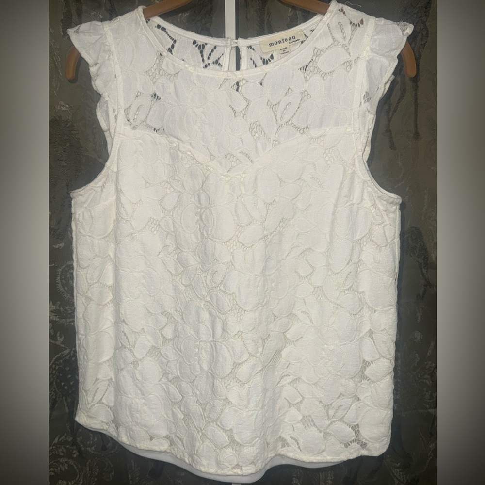 Monteau White Lace Sleeveless Camisole